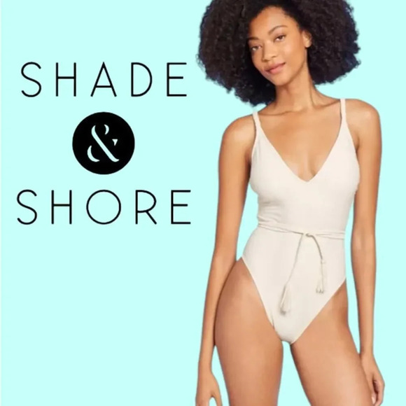 Shade & Shore Women's Braid Detail Extra High Leg Cheeky One Piece Swimsuit - Picture 9 of 9